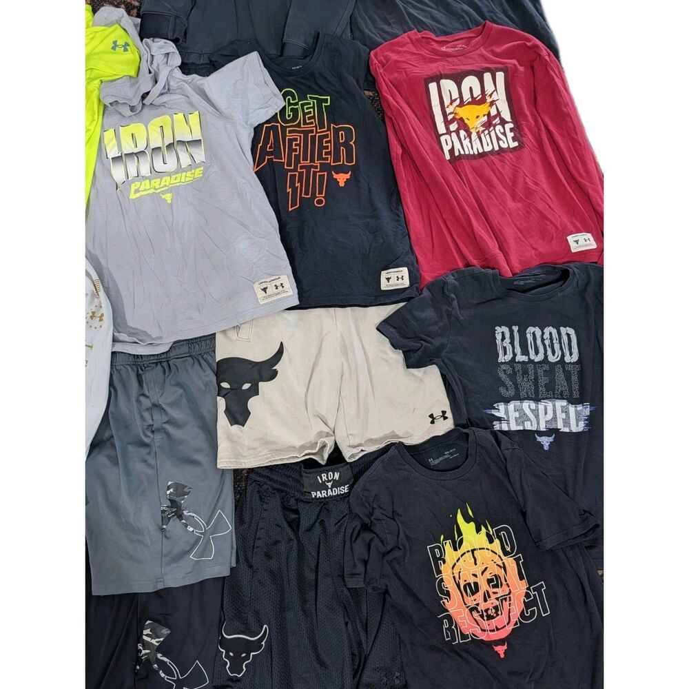Under Armour Project Rock Boys Large Lot Shirts Shorts Hoodies Sleeveless YLG UA - Picture 3 of 4